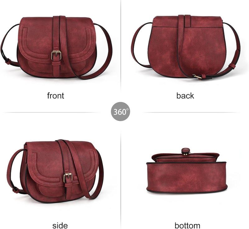 AFKOMST Crossbody Bags for Women,Small Saddle Purse and Boho Cross Body Handbags,Vegan Leather - Image 3